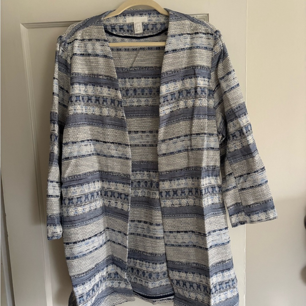 Striped Open Front Cardigan